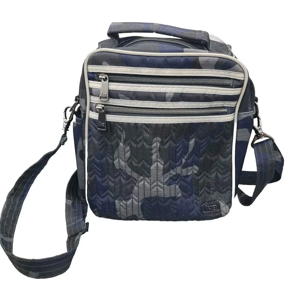 Lug North/South Crossbody Boxcar Camo Blue Gray Lightweight New